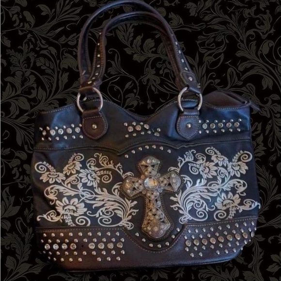 Studded Black and Silver Women's Bag - Picture 1 of 5